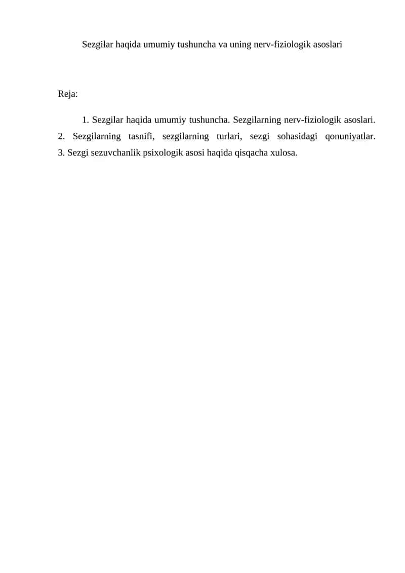 Sezgilarning nerv-fiziologik asoslari 1
