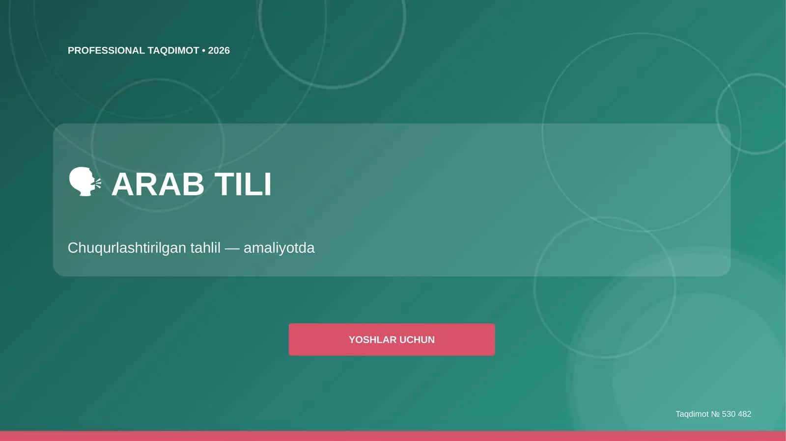 Arab tili: chuqurlashtirilgan tahlil (amaliyotda) [yoshlar uchun] 1
