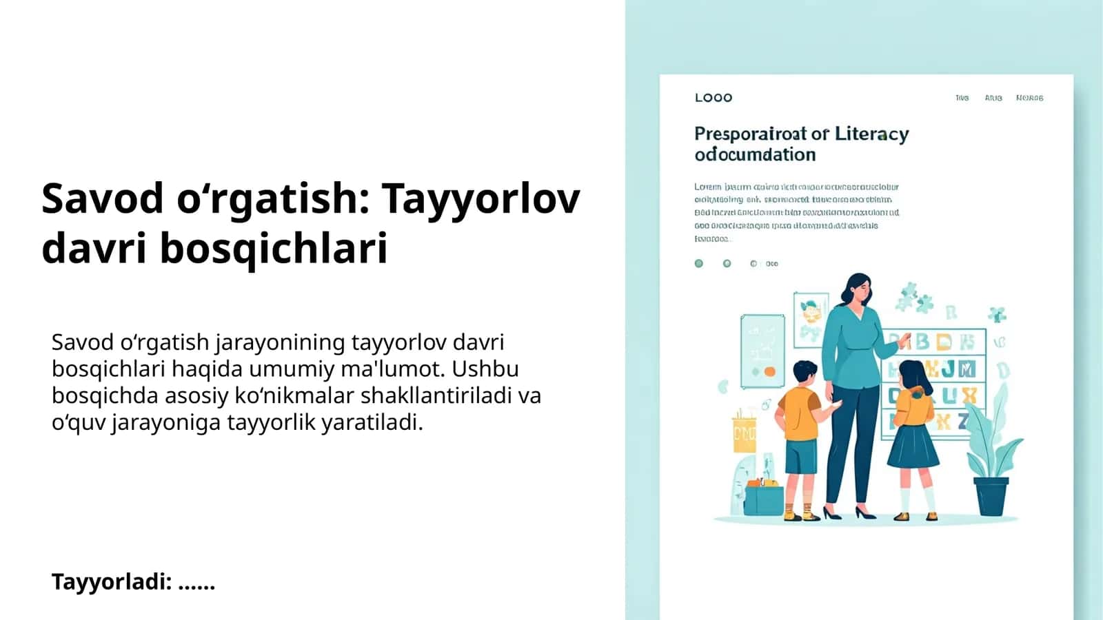 Savod o‘rgatish: Tayyorlov davri bosqichlari 1