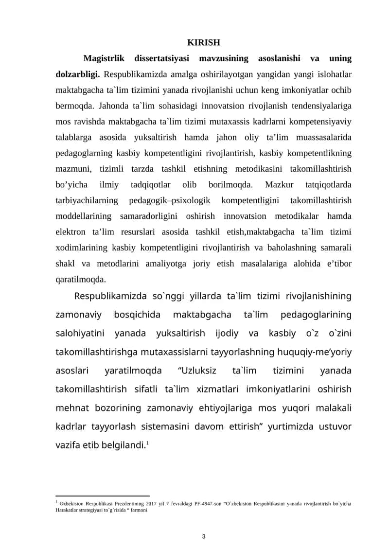 Magistrlik dissertatsiyasi mavzusining asoslanishi va uning dolzаrbligi 1