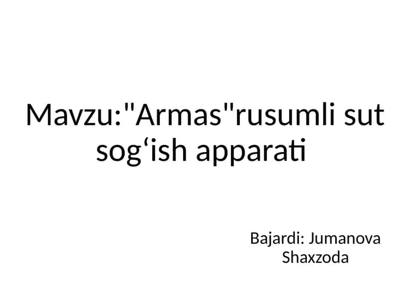 "Armas" rusumli sigir sog‘ish apparati 1