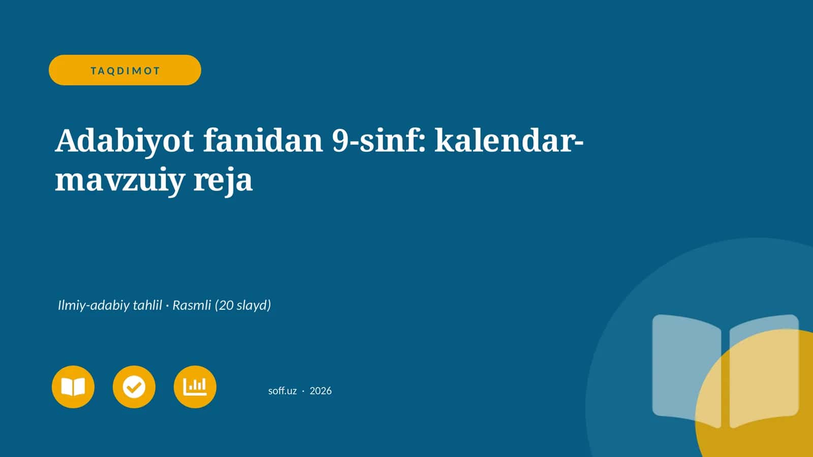 Adabiyot fanidan 9-sinf: kalendar-mavzuiy reja 1