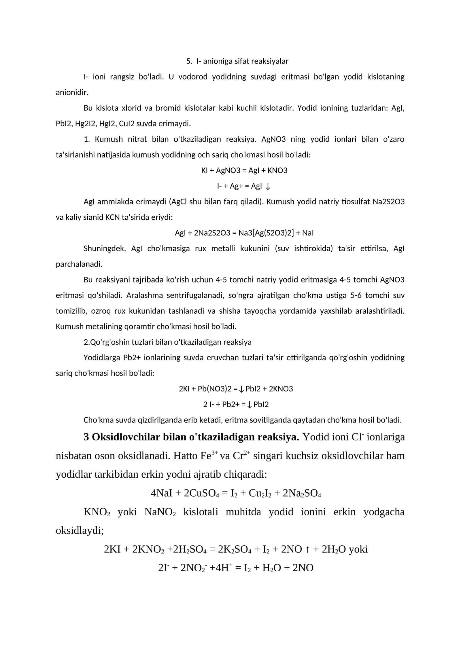 I- anioniga sifat reaksiyalar 1