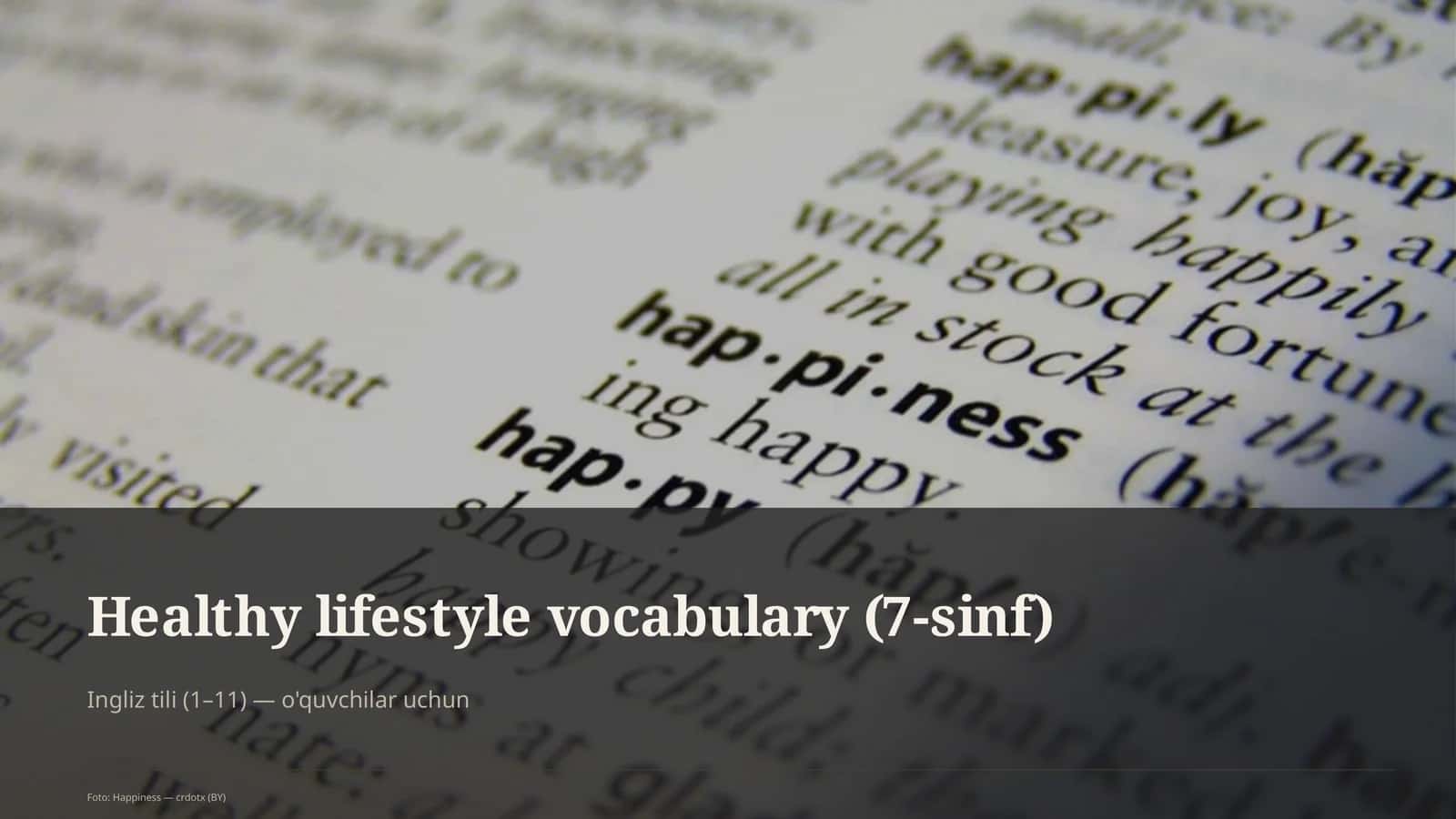 Healthy lifestyle vocabulary (7-sinf) 1