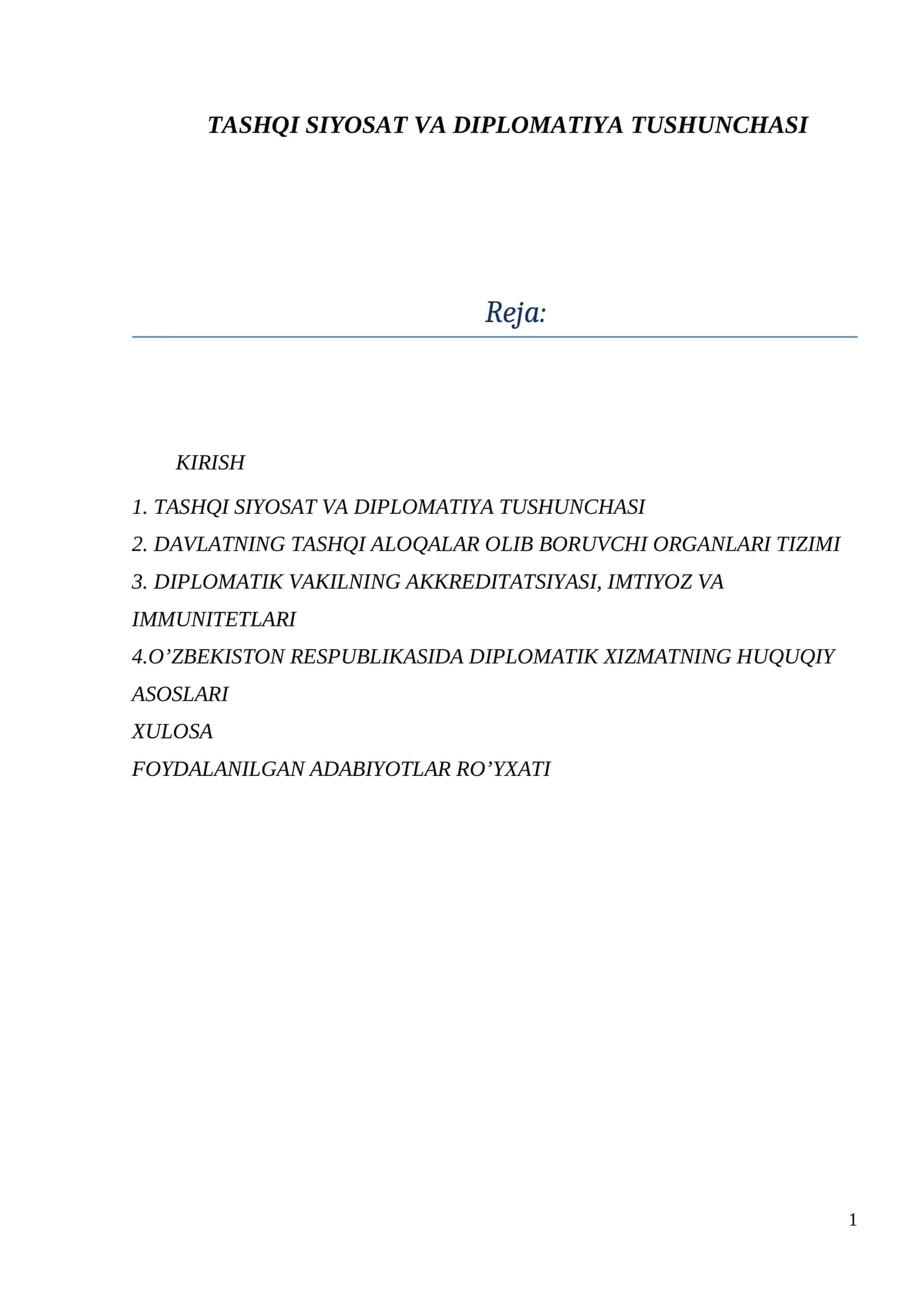 TASHQI SIYOSAT VA DIPLOMATIYA TUSHUNCHASI 1