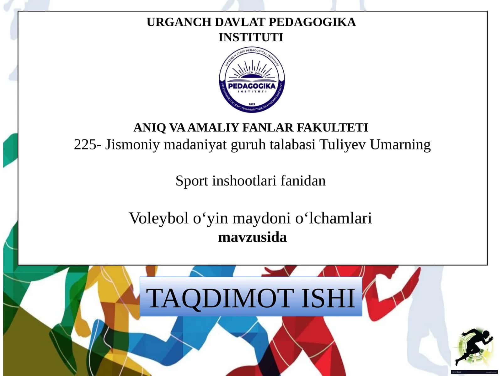 Voleybol sport turini maydon o‘lchamlari va jihozlari 1