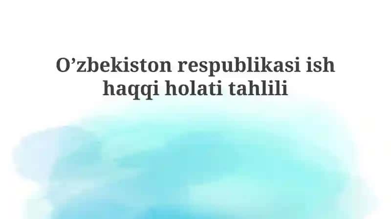 O'zbekiston Respublikasi ish haqqi tahlili