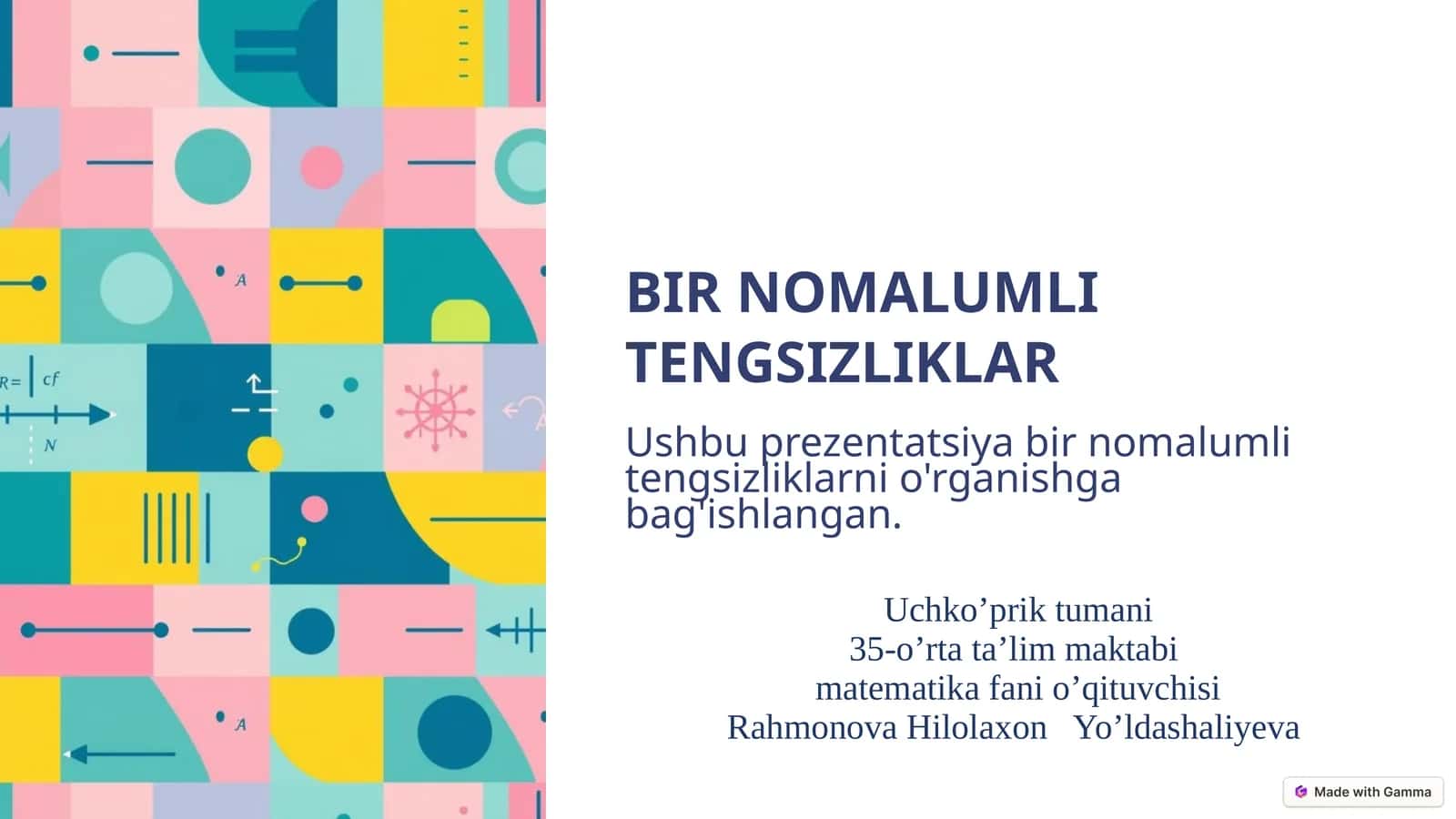 Bir Nomalumli Tengsizliklar 1