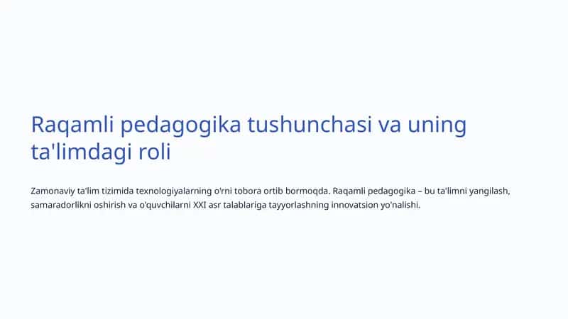 Raqamli pedagogika tushunchasi va uning ta'limdagi roli 1