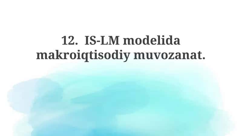 IS-LM Modeli 1