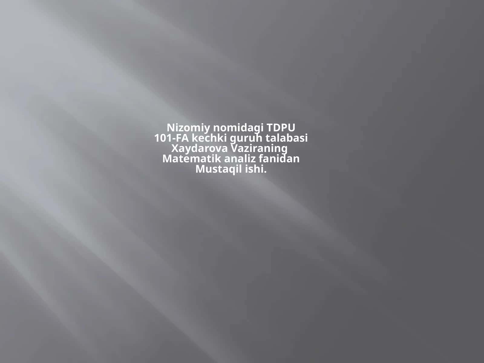 Matematika Analizi Fanidan Mustaqilishi 1