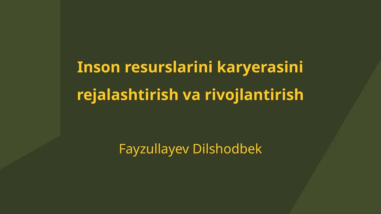 Karyera rejalashtirish va rivojlantirish 1