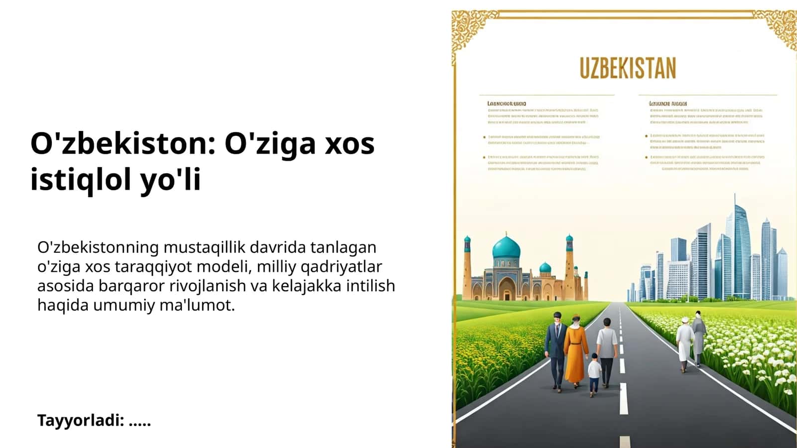 O'zbekiston: O'ziga xos istiqlol yo'li 1