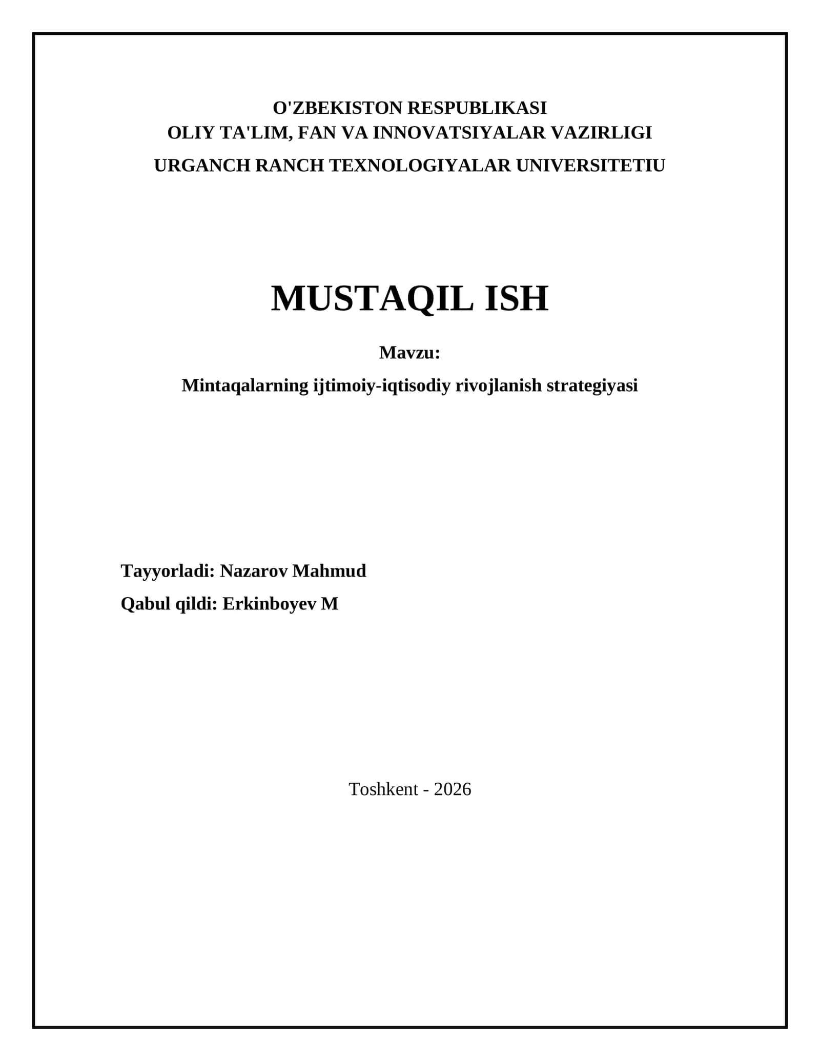 Mintaqalarning ijtimoiy-iqtisodiy rivojlanish strategiyasi 1