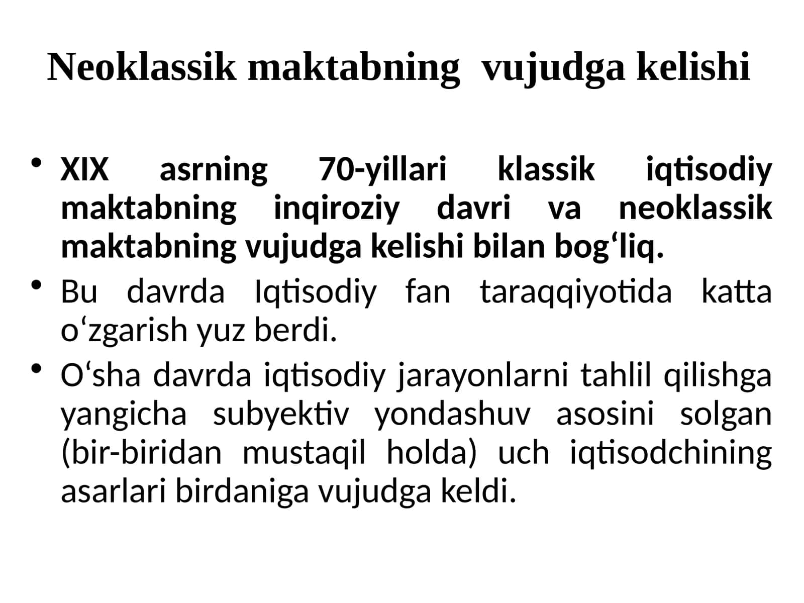 Neoklassik maktabning vujudga kelishi 1