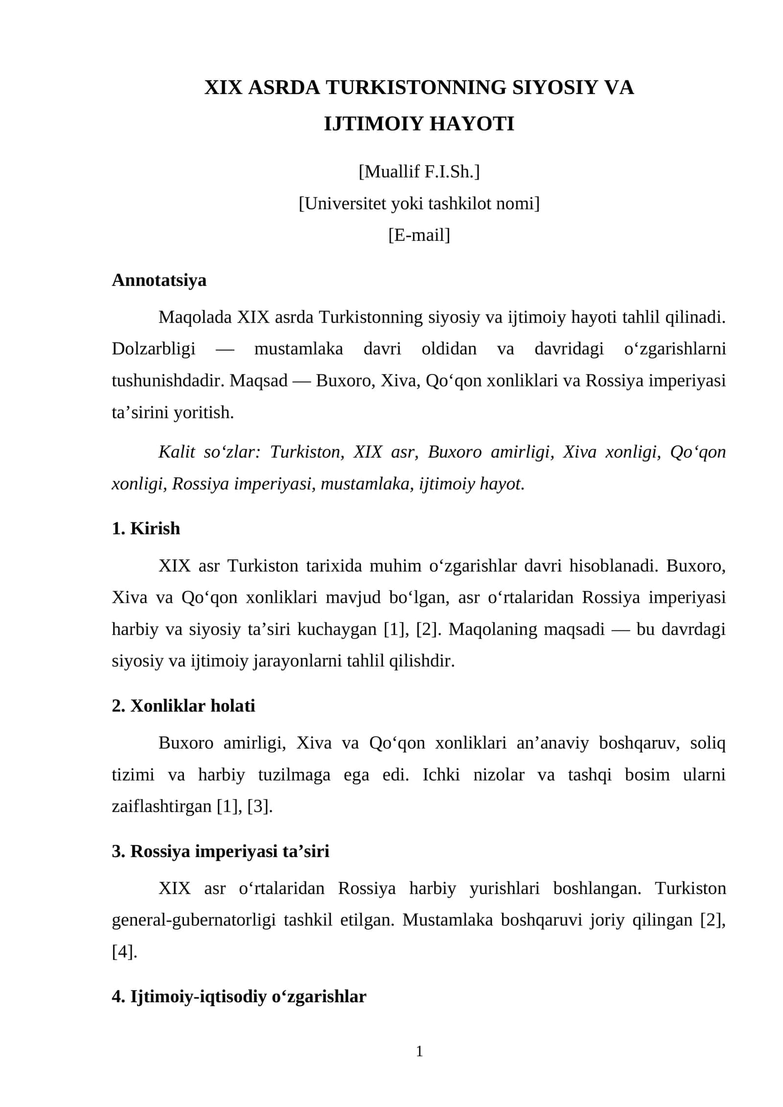 XIX ASRDA TURKISTONNING SIYOSIY VA IJTIMOIY HAYOTI 1