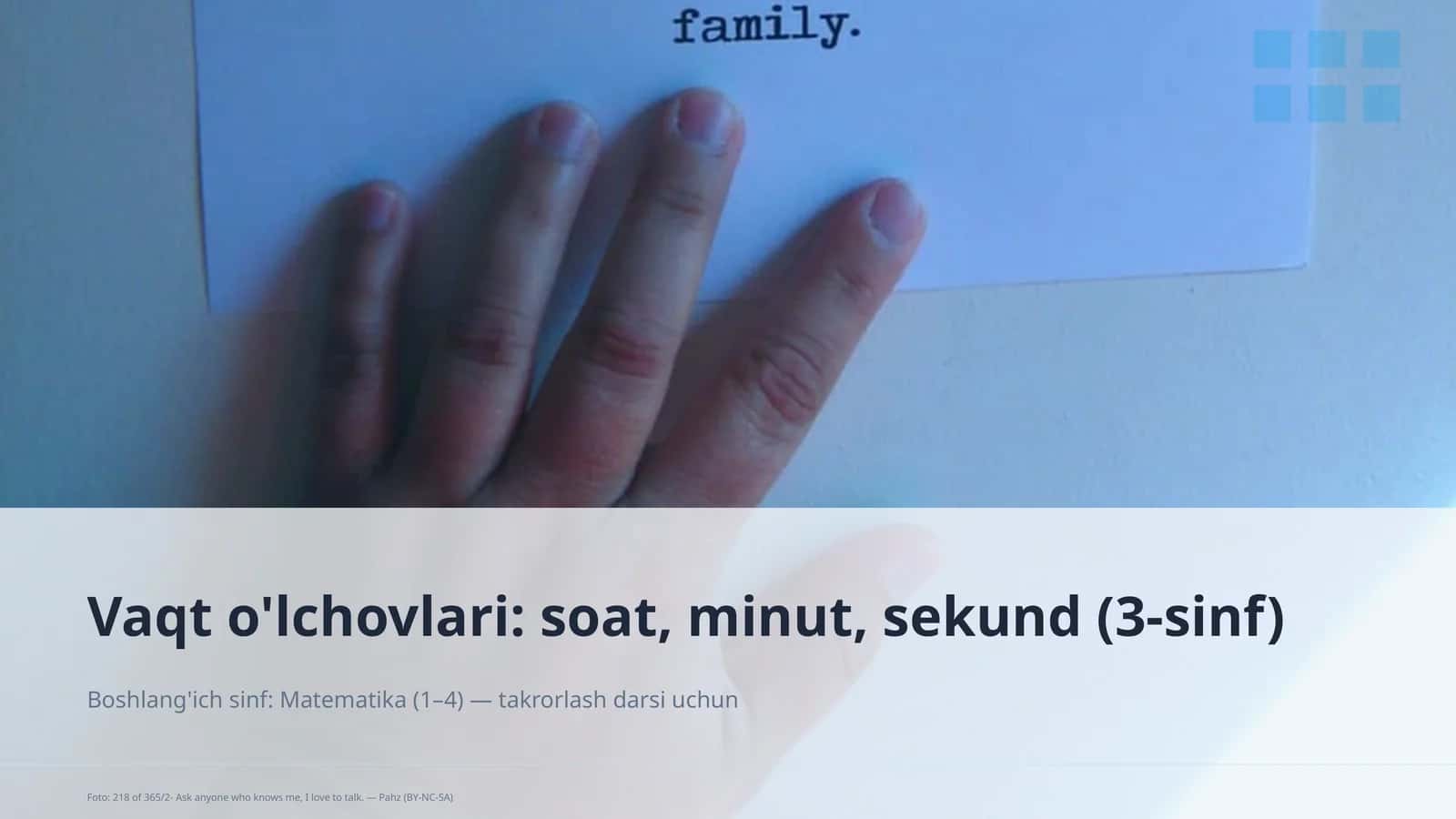 Vaqt o'lchovlari: soat, minut, sekund (3-sinf) 1