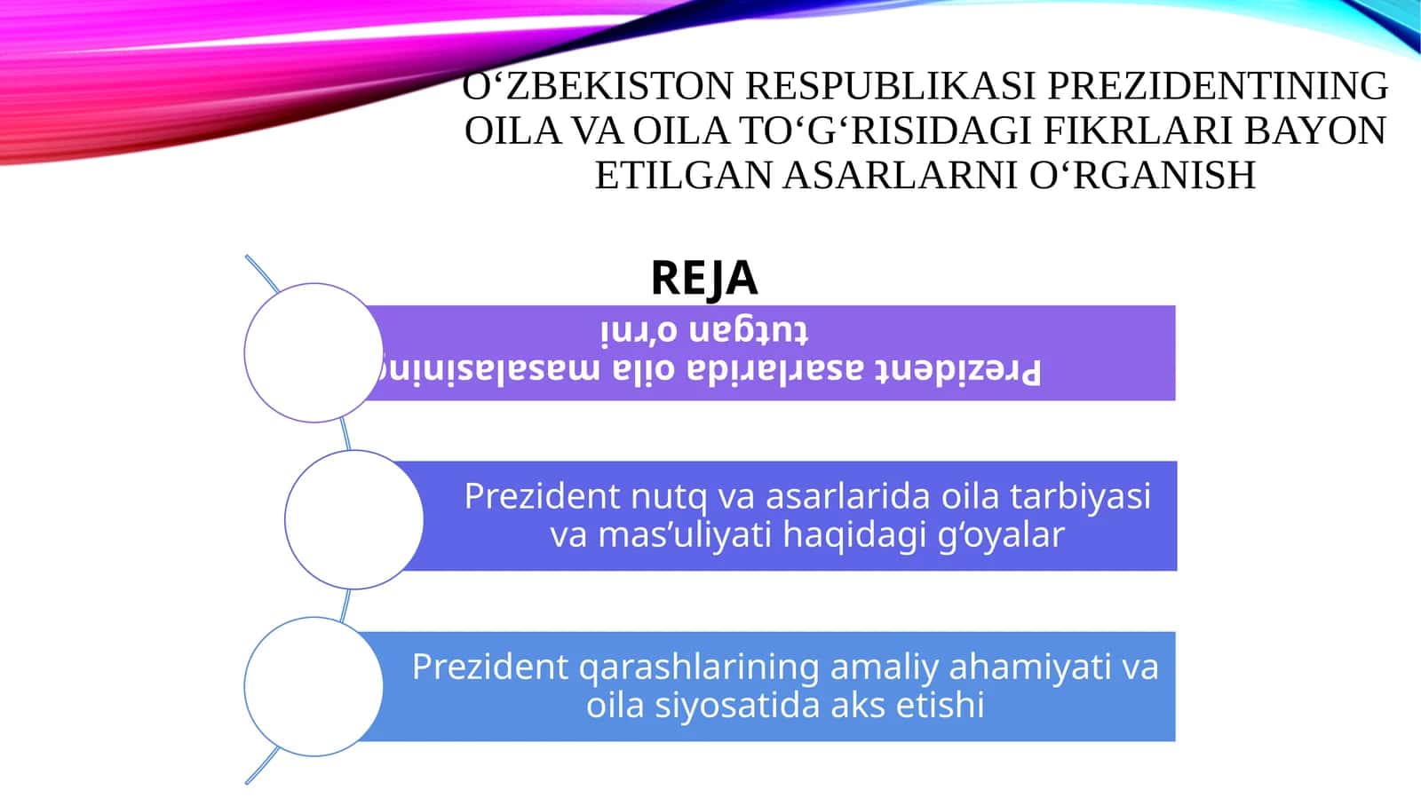 Oʻzbekiston respublikasi prezidentining oila va oila toʻgʻrisidagi fikrlari bayon etilgan asarlarni oʻrganish 1