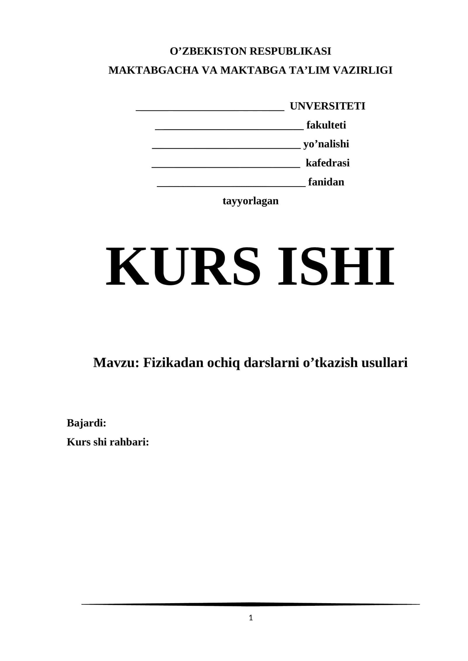 Fizikadan ochiq darslarni o’tkazish usullari 1