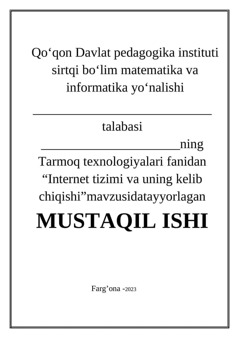 Internet tizimi va uning kelib chiqishi 1