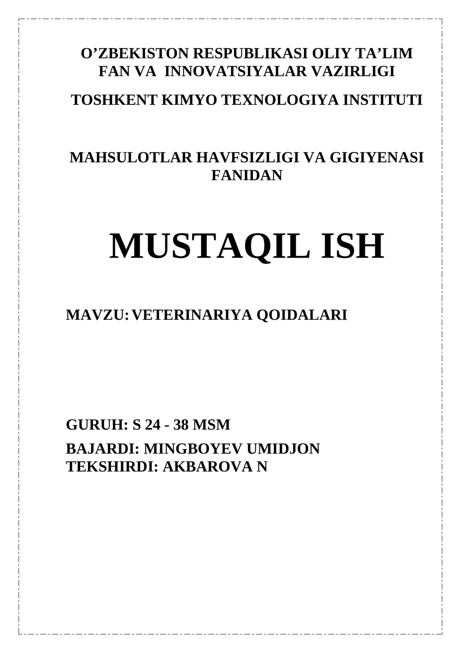 VETERINARIYA QOIDALARI 1