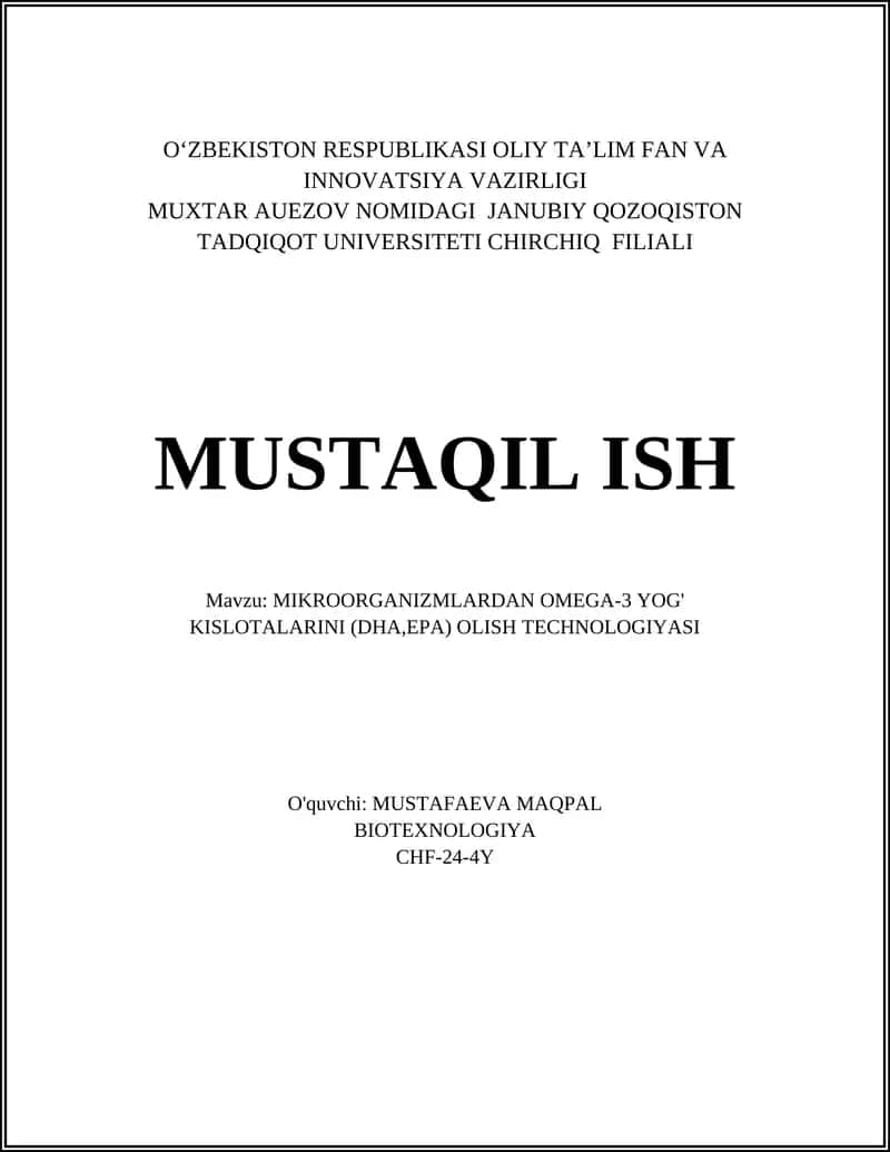 Omega-3 yog' kislotalarini olish texnologiyasi 1