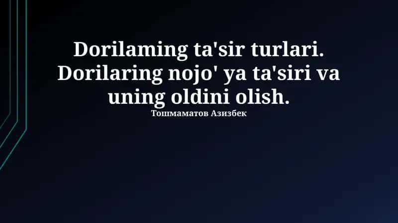 Dori ta'sirining turlari 1