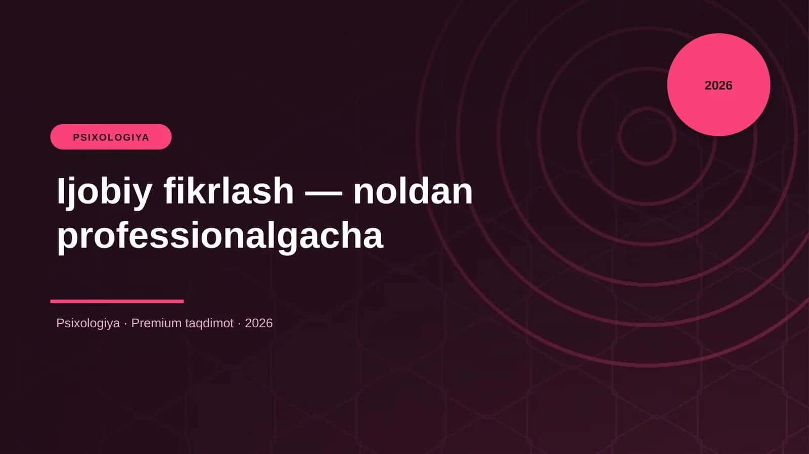 Ijobiy fikrlash — noldan professionalgacha 1