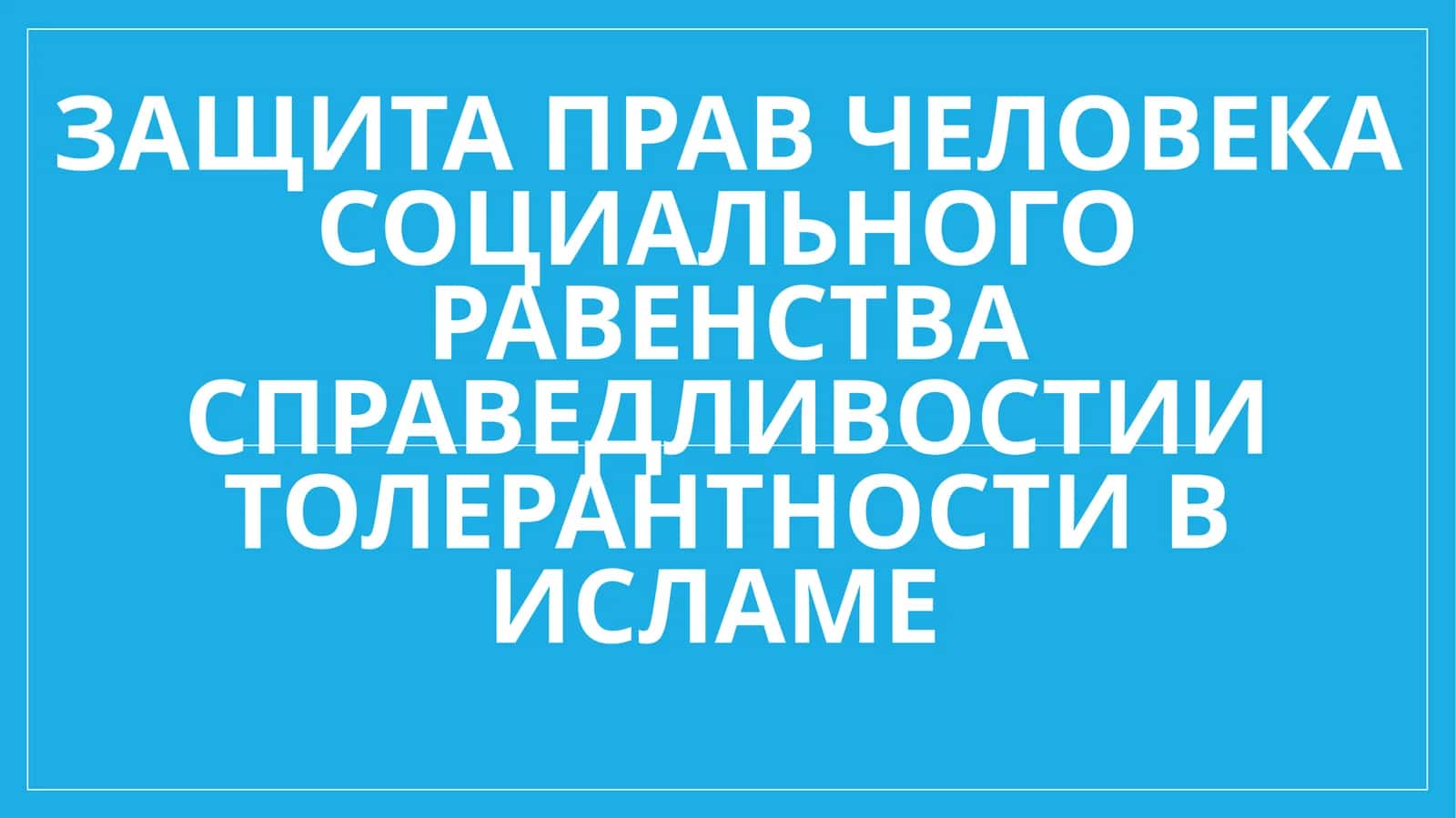 Защита прав человека социального равенства справедливостии толерантности в исламе 1