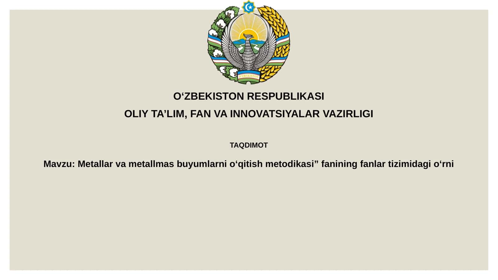 Metallar va metallmas buyumlarni o‘qitish metodikasi 1
