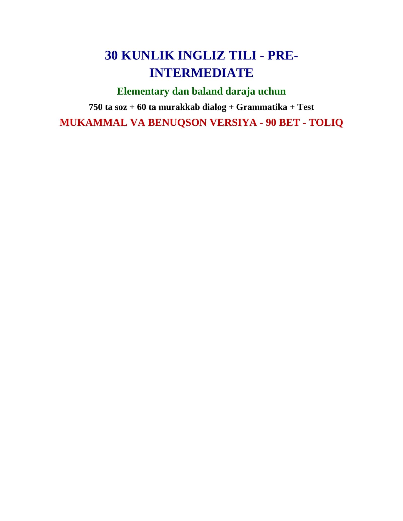 INGLIZ-TILI | Pre-Intermediate 1