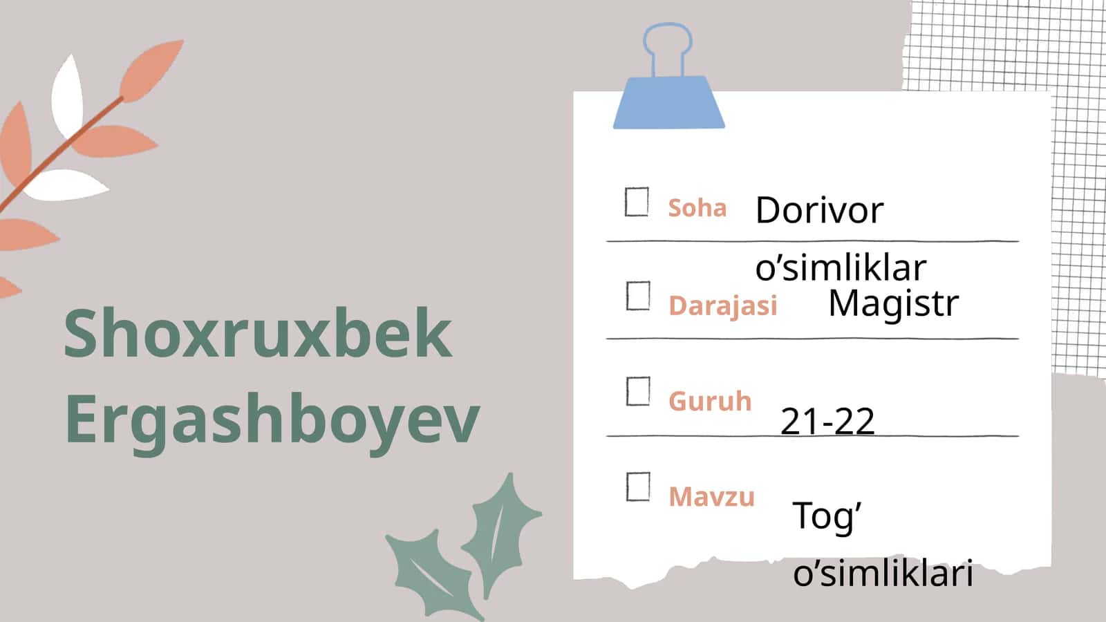 Tog’mintaqasi O’simliklari 1