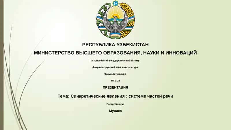Презентация: Синкретические явления: системе частей речи 1