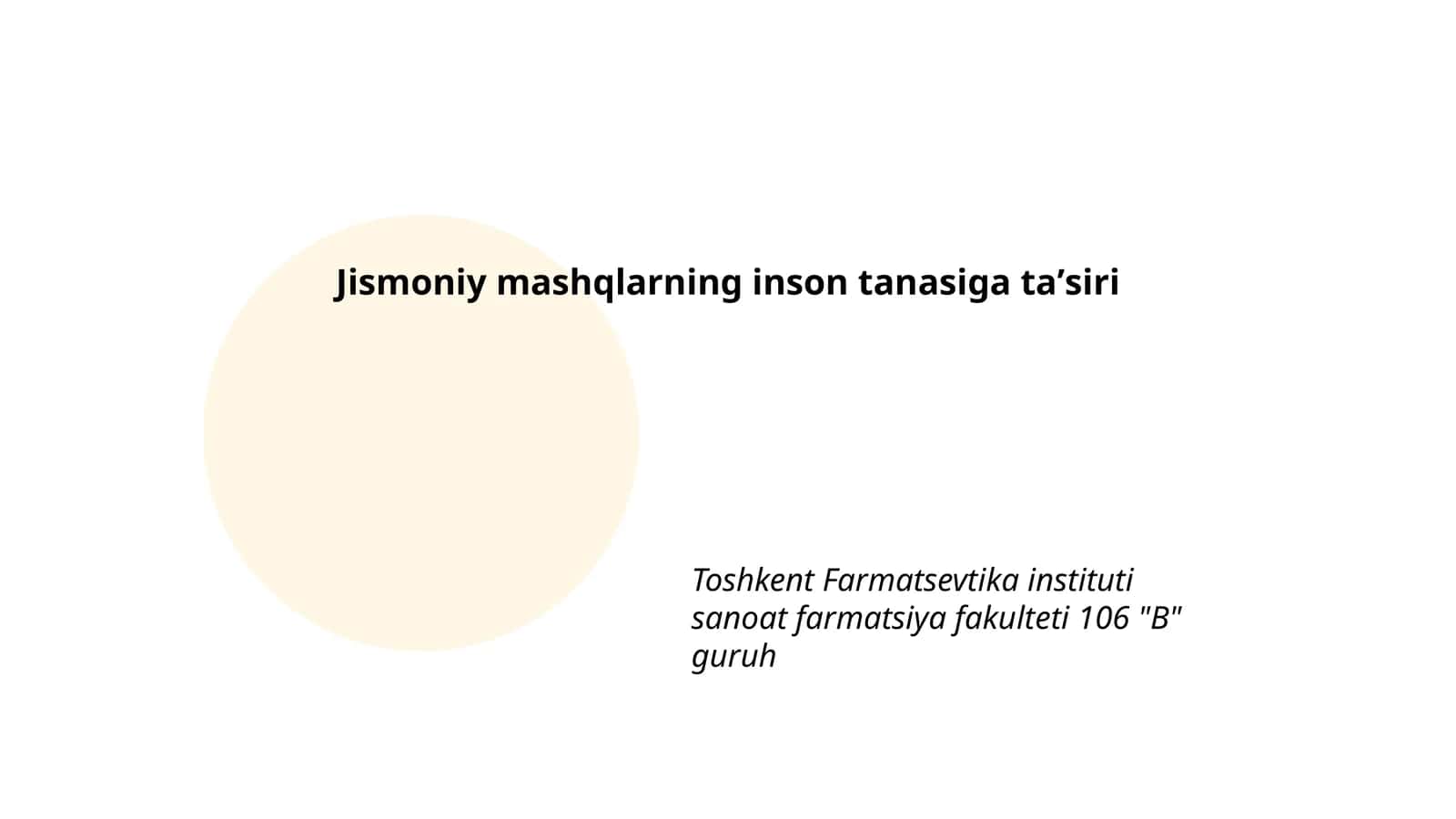 Inson tanasiga ta'siri 1