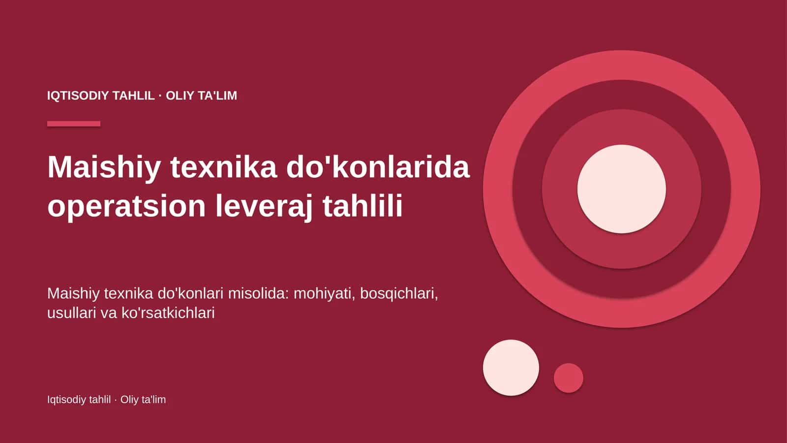 Maishiy texnika do'konlarida operatsion leveraj tahlili 1