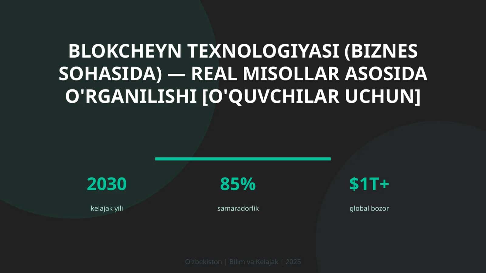 Blokcheyn texnologiyasi (biznes sohasida) — real misollar asosida o'rganilishi [o'quvchilar uchun] 1