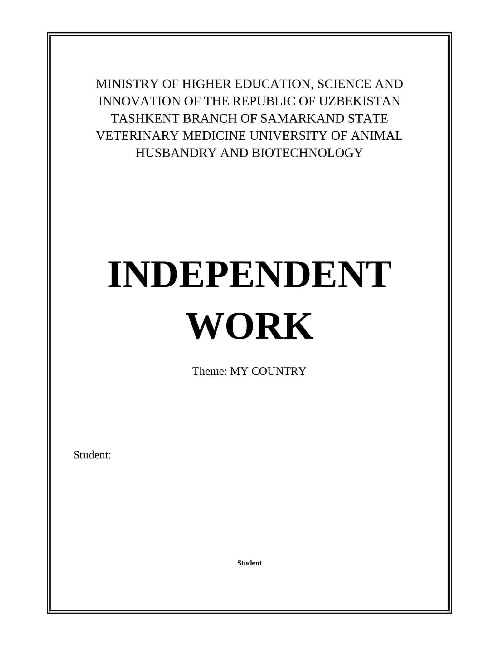 Independent Work on My Country 1