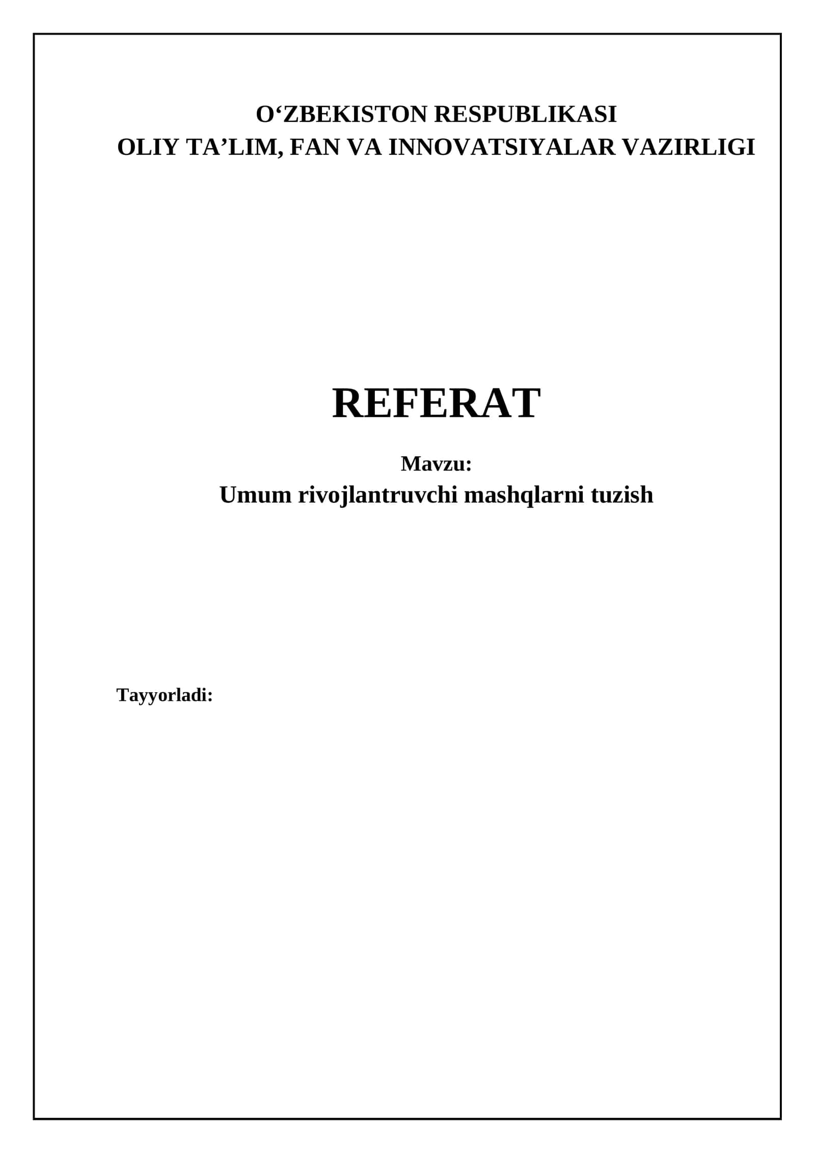 Umum rivojlantruvchi mashqlarni tuzish 1