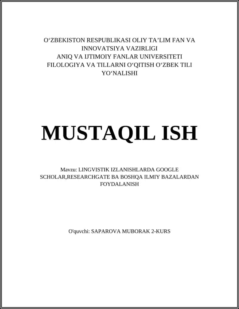 LINGVISTIK IZLANISHLARDA GOOGLE SCHOLAR,RESEARCHGATE BA BOSHQA ILMIY BAZALARDAN FOYDALANISH 1