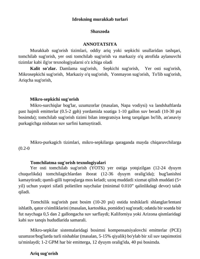 Idrokning murakkab turlari 1