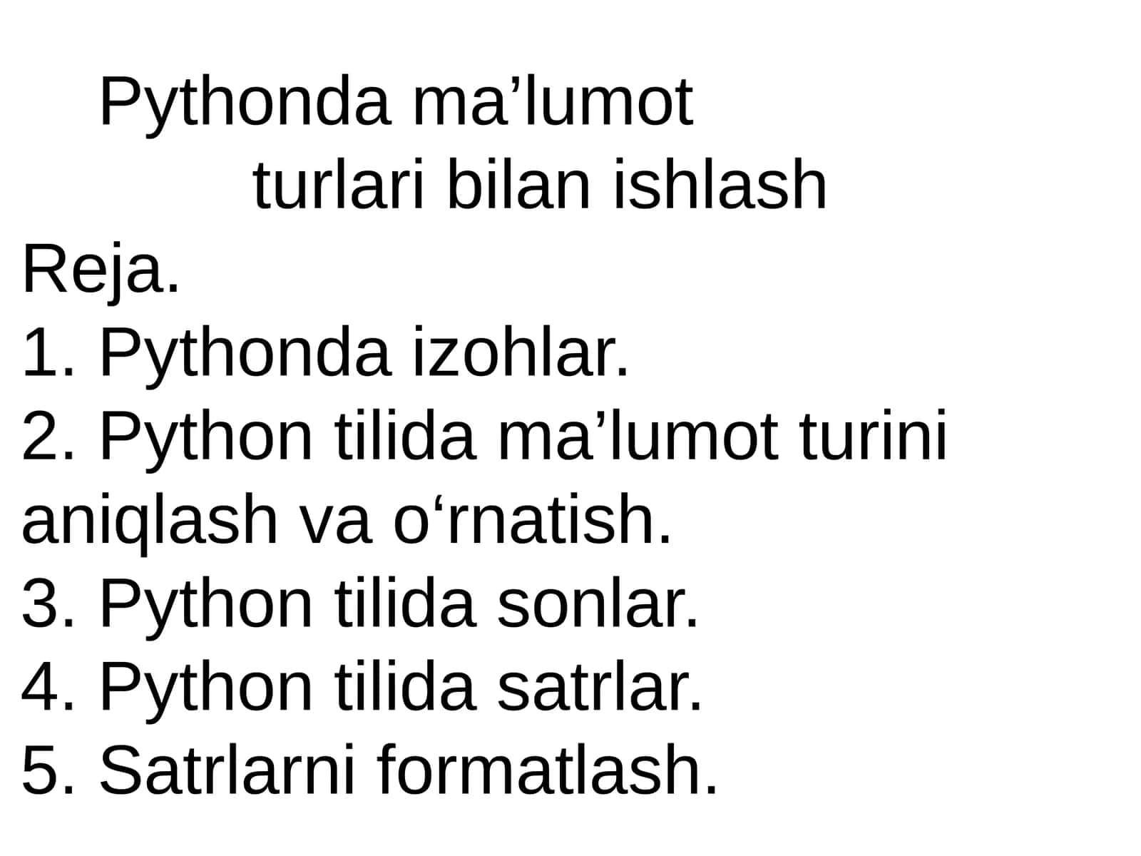 Pythonda ma’lumotturlari bilan ishlash 1