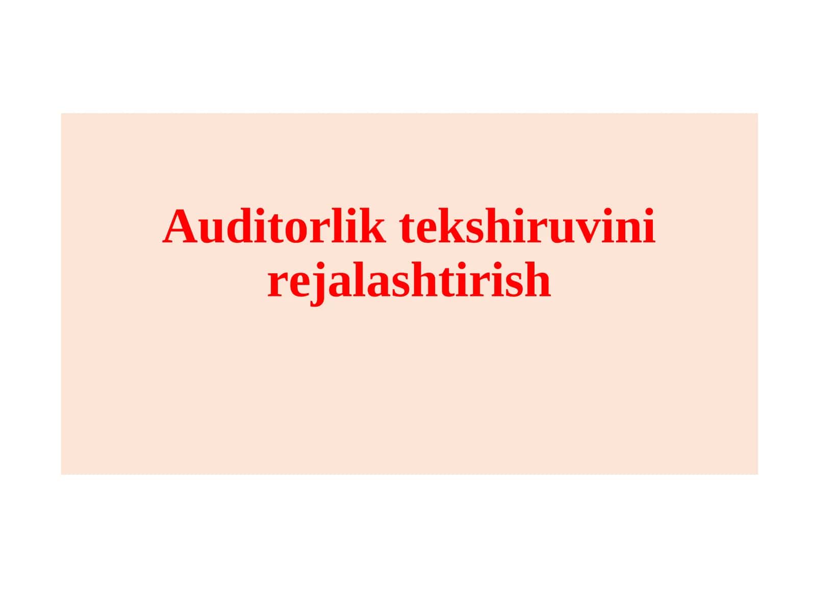 Auditorlik tekshiruvini rejalashtirish 1