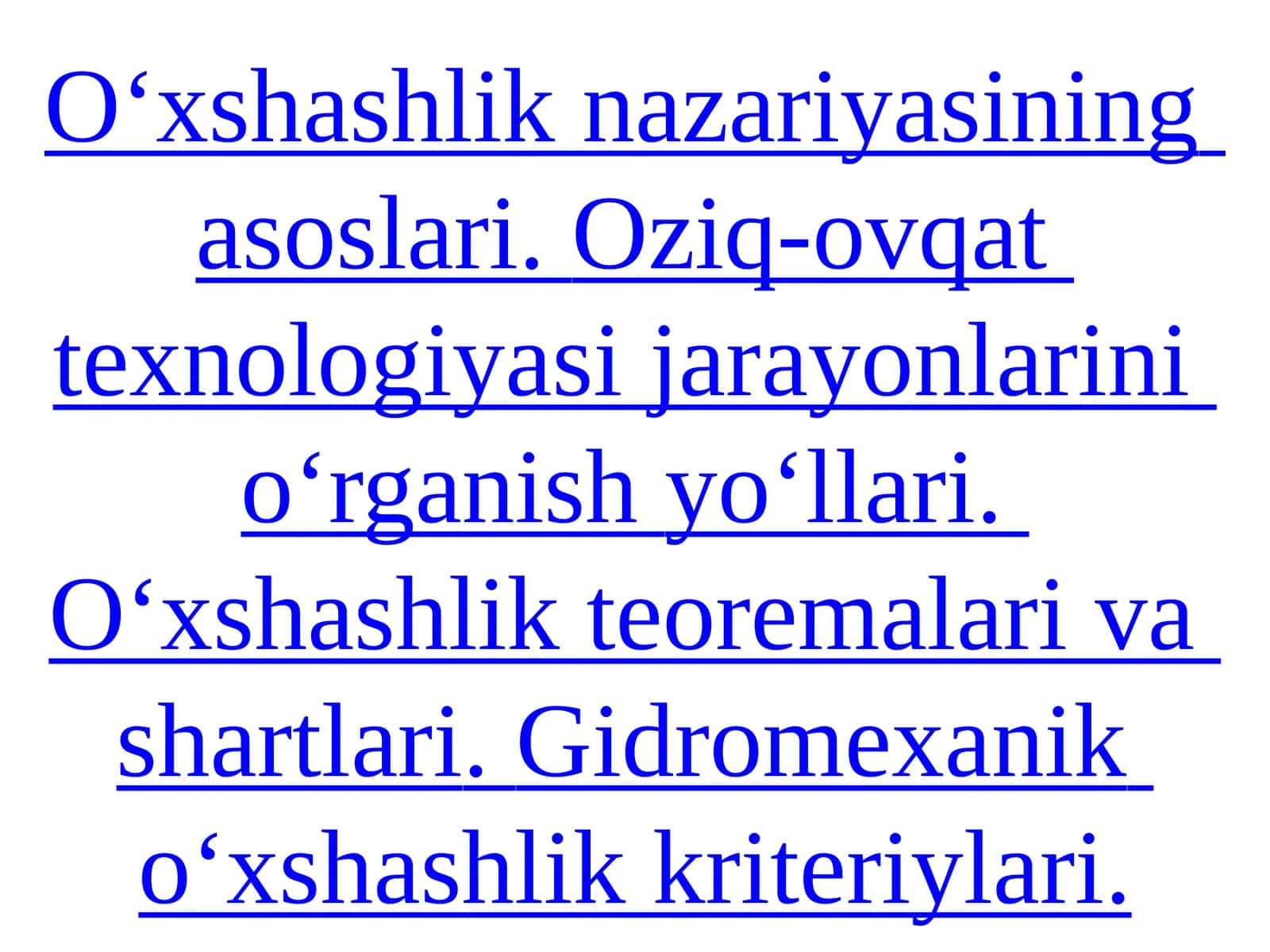 O‘xshashlik nazariyasining asoslari 1