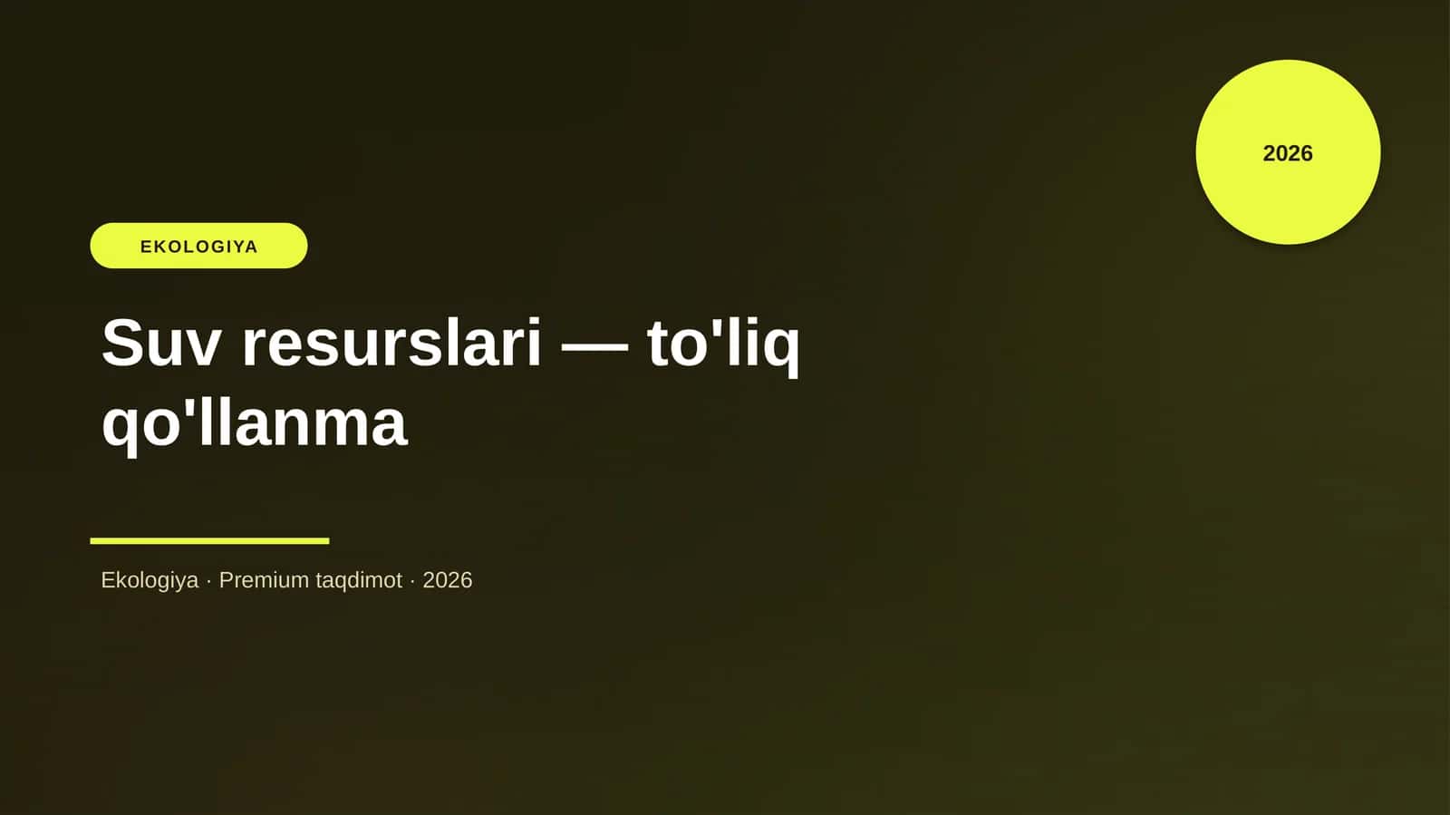 Suv resurslari — to'liq qo'llanma 1