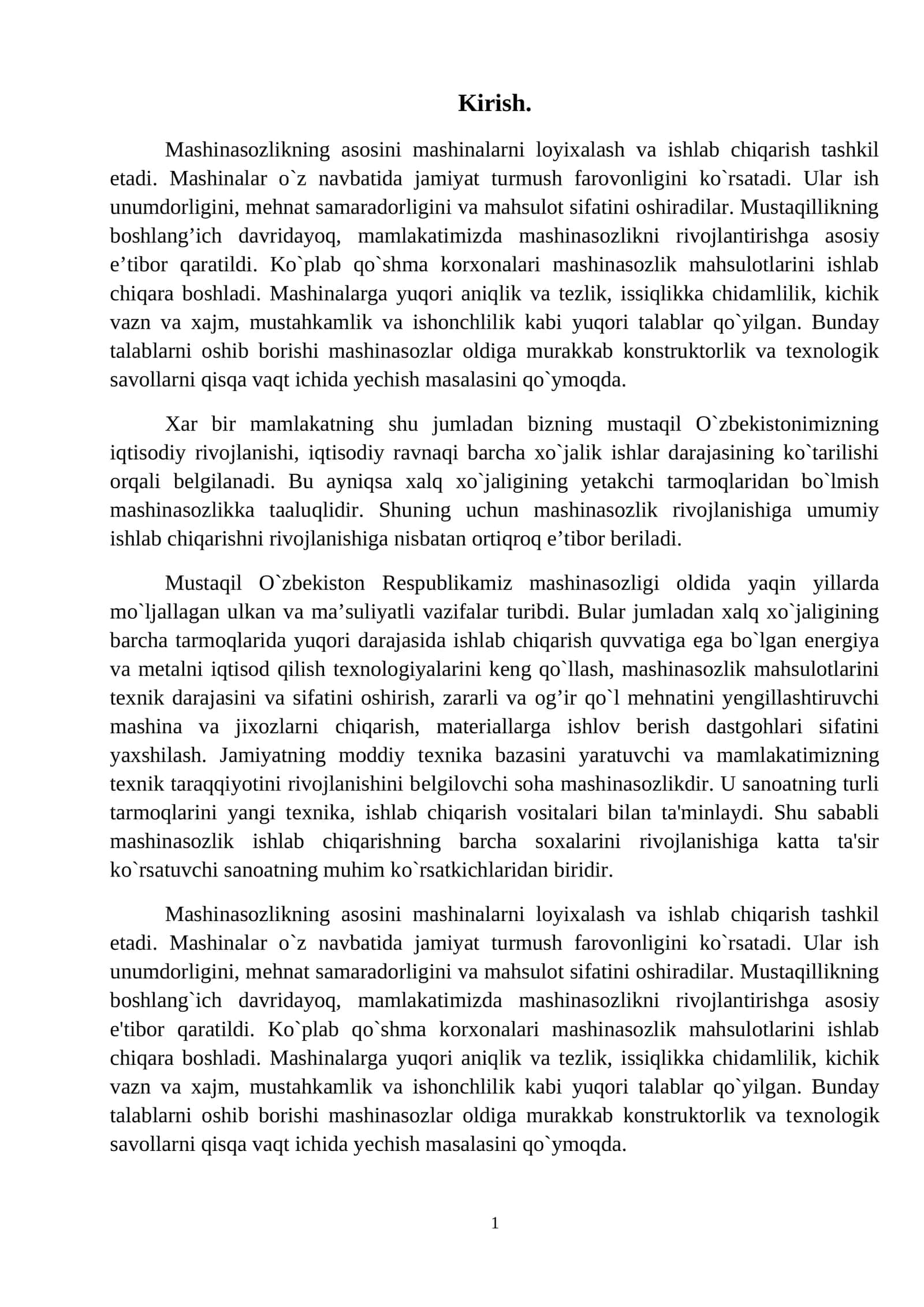 TOKARLIK STANOGINING TEXNIK TAVSIFLARINI ANIQLASH VA KINEMATIK SXEMASINI ISHLASH. 1