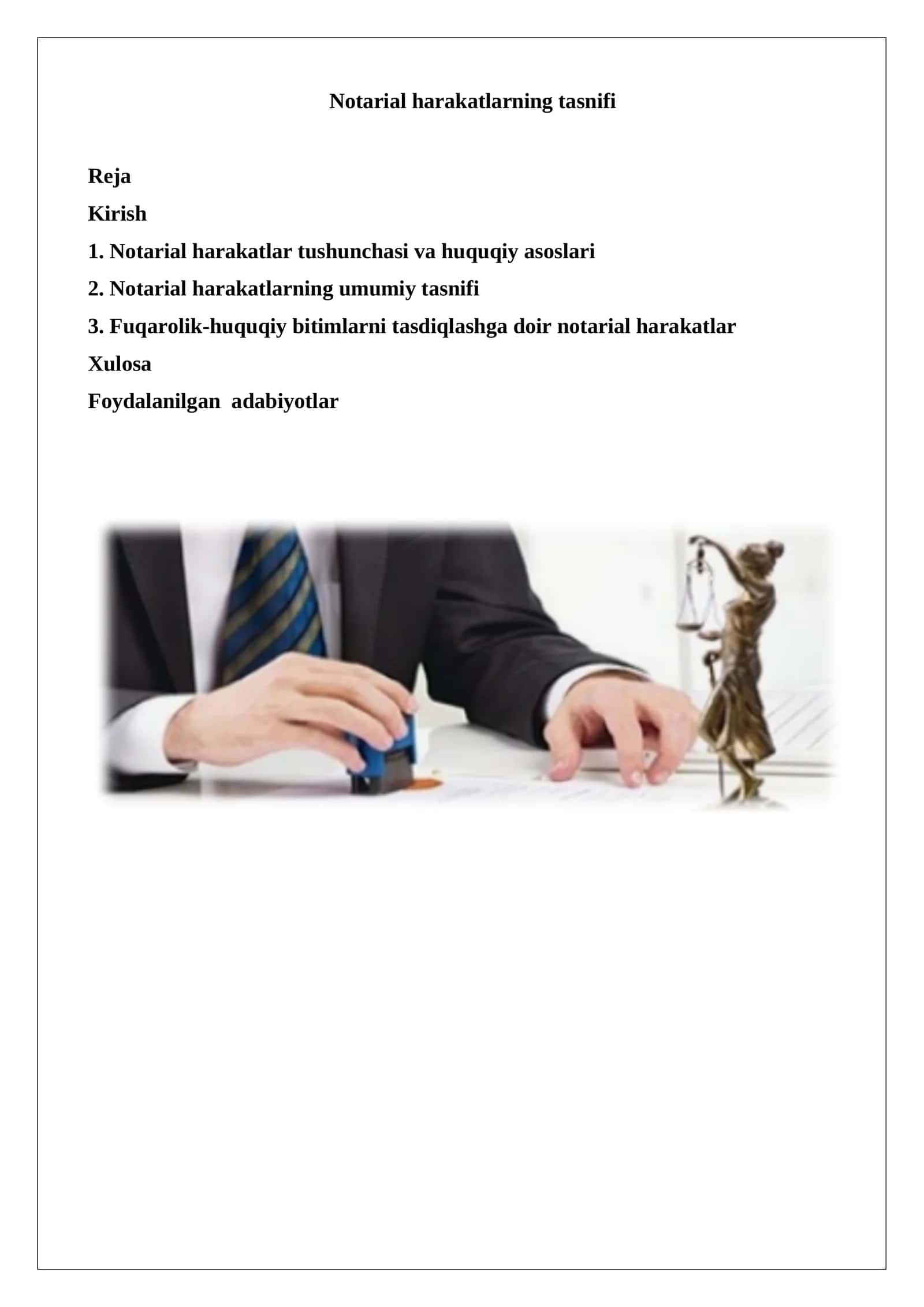 Notarial harakatlarning tasnifi 1