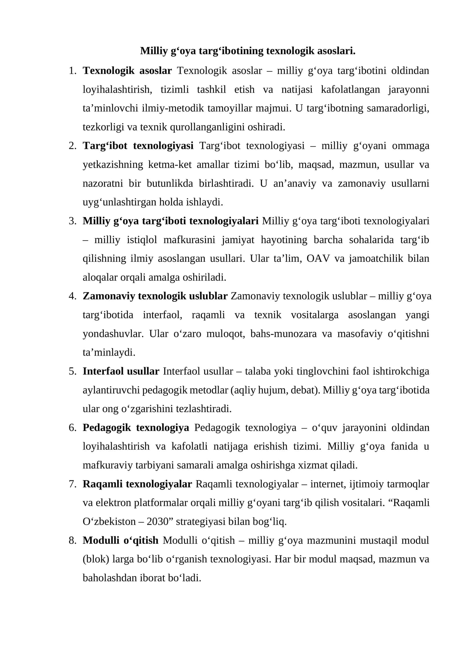 Milliy g'oya targ'ibotining texnologik asoslari 1