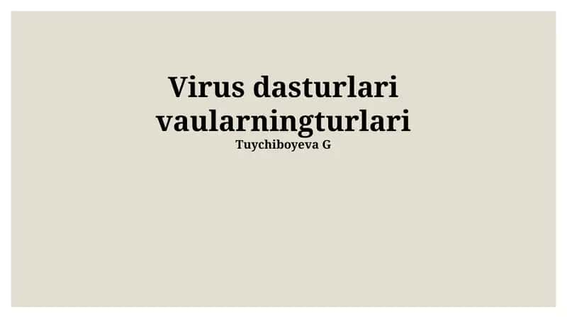 Virus dasturlari vaularningturlari 1