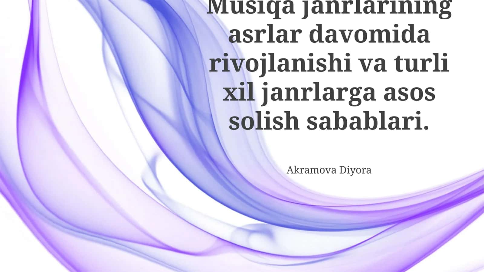 Musiqa janrlarining asrlar davomida rivojlanishi va turli xil janrlarga asos solish sabablari 1