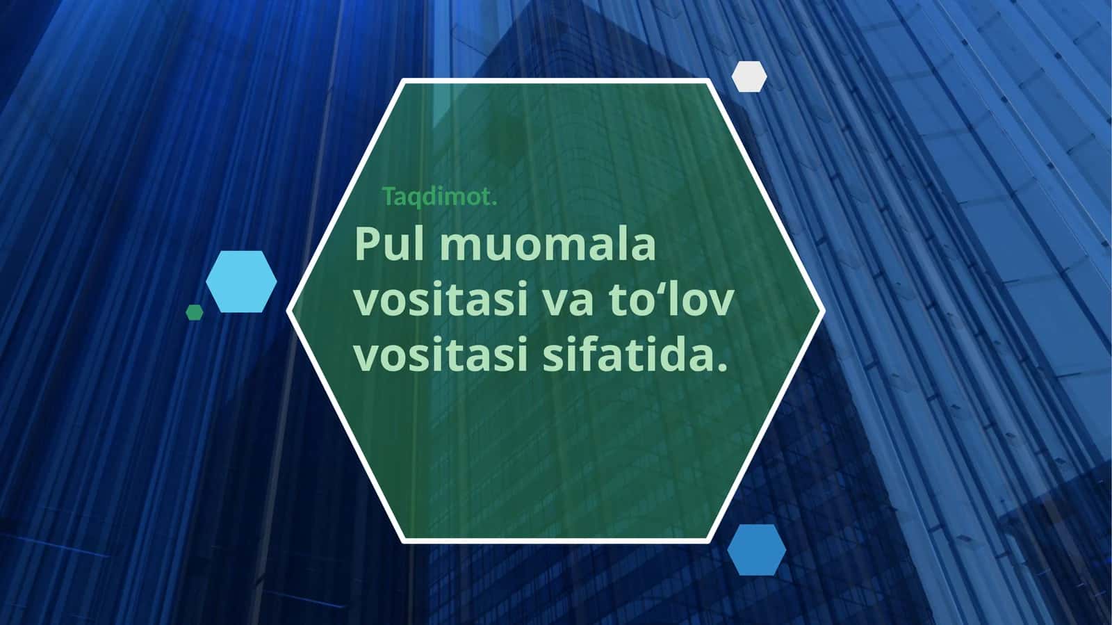 Pul muomalasi vositasi va to‘lov vositasi sifatida 1